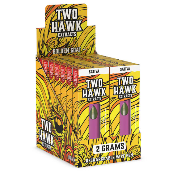 HHC Vape Pen – Golden Goat – Sativa 2G – Two Hawk Hemp Co. - Image 2